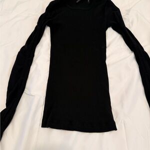 Helmut Lang Black Ribbed Long-Sleeve Top